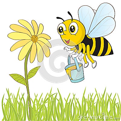 Bee and flower Vector Illustration