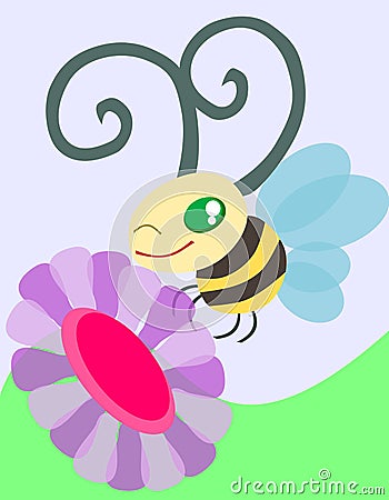 A Bee and a Flower Stock Photo