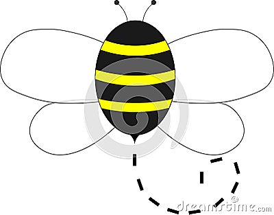 Bee flying in the air Vector Illustration