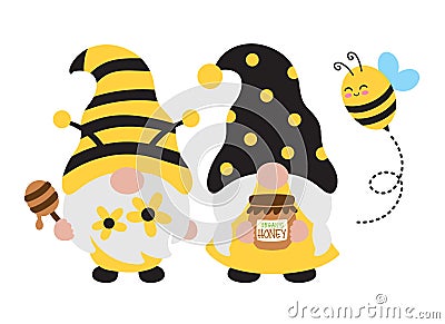 Bee Gnome Couple with Honey Vector Illustration Vector Illustration