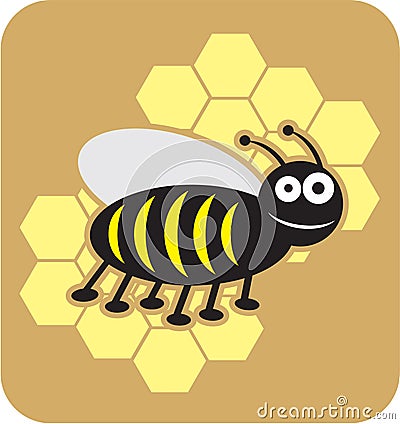 Bee bees honey honeybee sweet cartoon style Vector Illustration