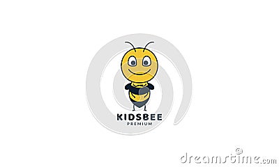 Bee honey kids happy cute cartoon colorful logo vector illustration design Vector Illustration