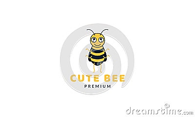 Bee honey kids smile cute cartoon colorful logo vector illustration design Vector Illustration