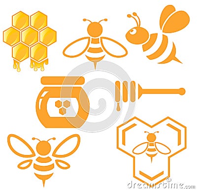 Bee and Honey set Stock Photo