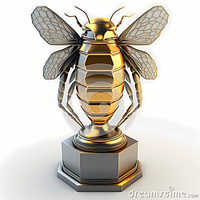 Bee And Honey Trophy. Generative AI Stock Photo