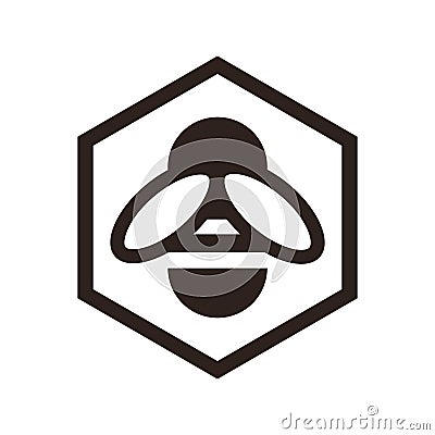 Bee and honeycomb icon Vector Illustration