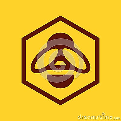 Bee and honeycomb icon Vector Illustration