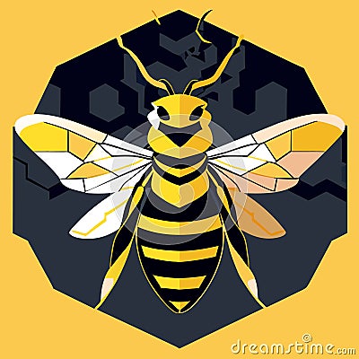 Bee and honeycombs. Vector illustration in a flat style. AI Generated Vector Illustration