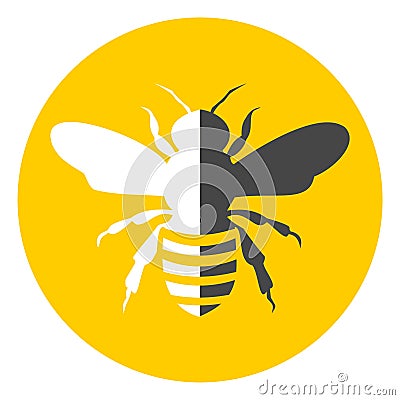 Bee icon black and white Vector Illustration