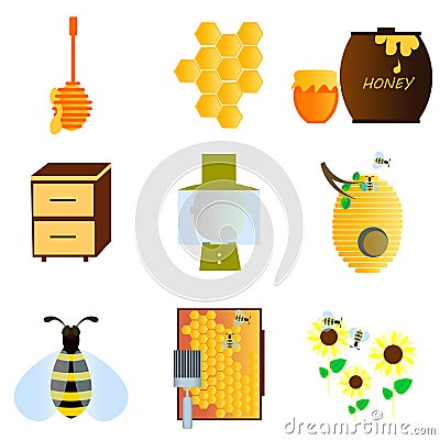 Bee icon set Vector Illustration