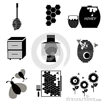 Bee icon set Vector Illustration