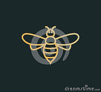 Bee icon vector honey logo illustration. Simple bee icon outline art bumble Vector Illustration