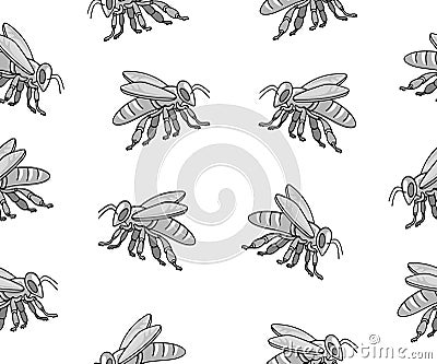 Bee, insect, animal, apiary and beekeeping, seamless vector background and pattern Vector Illustration