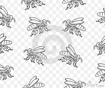 Bee, insect, animal, apiary and beekeeping, seamless vector background and pattern Vector Illustration