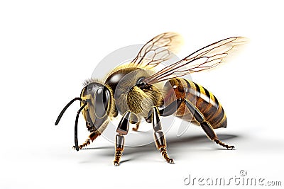 Bee is insect of large group to which honeybee belongs isolated on white Stock Photo