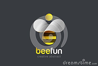 Bee Logo design vector. Hive icon. Creative character Logotype Vector Illustration