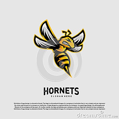 Bee logo design vector. Hornets logo template. Icon symbol Vector Illustration