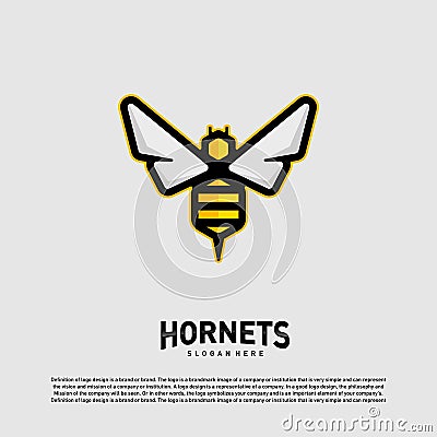 Bee logo design vector. Hornets logo template. Icon symbol Vector Illustration