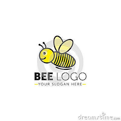 Bee Logo design vector template linear geometric style. Bug Logotype concept creative funny icon. Vector Illustration