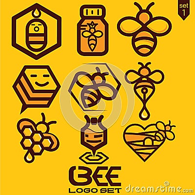 Bee logo set Vector Illustration