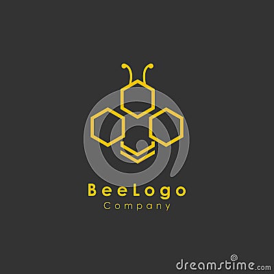 bee logo template, honey design vector, icon Stock Photo