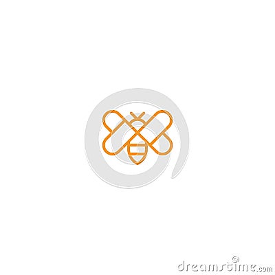 Bee with love wing logo icon template Vector Illustration