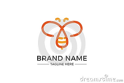 Bee minimalistic logo Vector Illustration