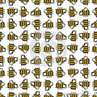 Bee pattern seamless. bees and hives background vector. Baby fabric ornament Vector Illustration