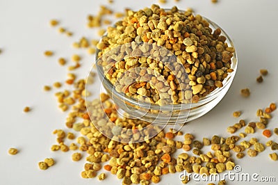 Bee Pollen granules in a glass bowl Stock Photo