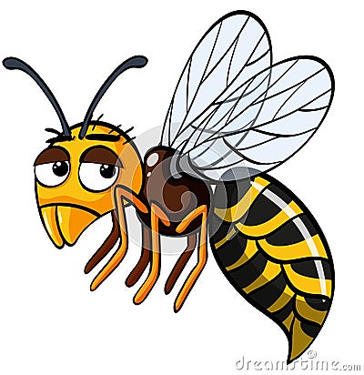 Bee with sad face on white background Vector Illustration