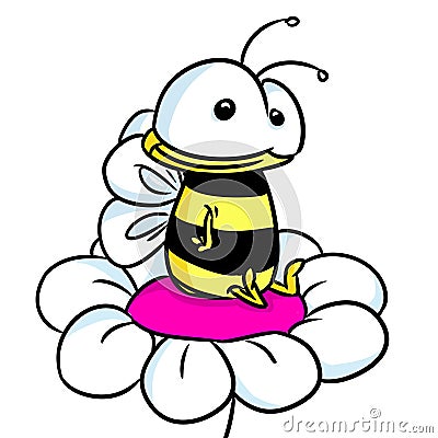 Bee small insect flower illustration cartoon character isolated Cartoon Illustration