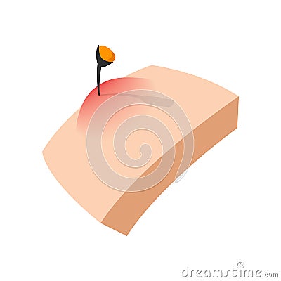 Bee sting on the skin cartoon icon Vector Illustration