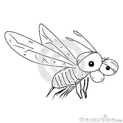 Bee, wasp hand drawn. Vector of a wasp, bee. Icon bee Cartoon Illustration