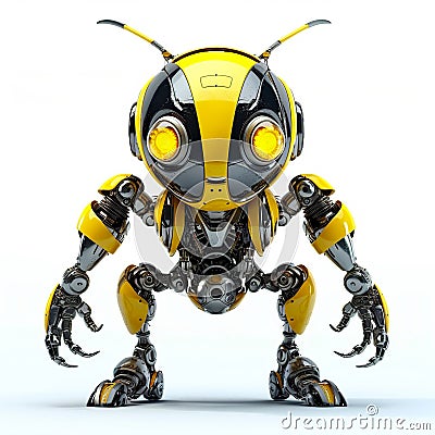 Bee or wasp robot, robotic insect isolated over white background. Created with generative Ai Stock Photo