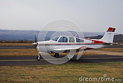 Beechcraft Bonanza takeoff Stock Photo