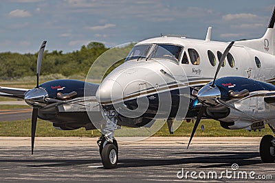 Beechcraft King Air aircraft getting ready to take off Editorial Stock Photo