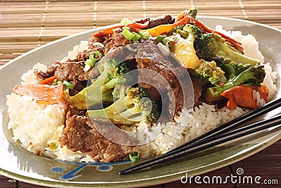 Beef and broccoli chicken. Stock Photo