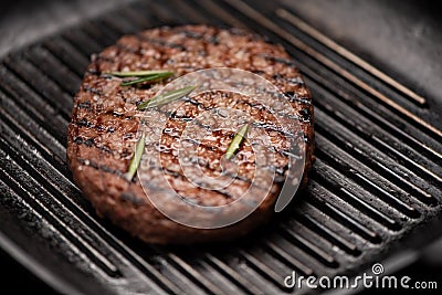 A beef burger grill cooking Stock Photo