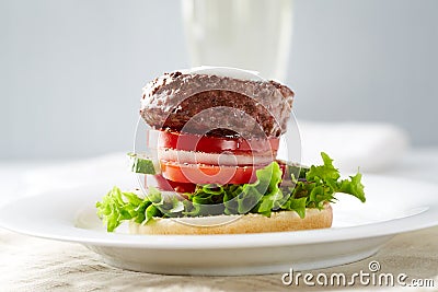 Beef Burger with Vegetables Stock Photo