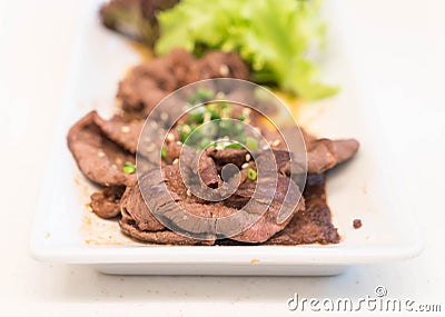 beef cooked in black sauce Stock Photo