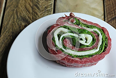 Beef Florentine Pinwheel Stock Photo