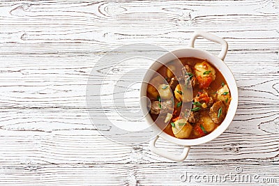 Beef Goulash with Potatoes, Carrots and Mushrooms Stock Photo