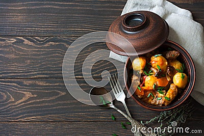 Beef Goulash with Potatoes, Carrots and Mushrooms Stock Photo