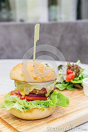 Beef hamburger cheese Stock Photo