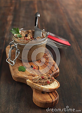 Beef liver pate with bread Stock Photo