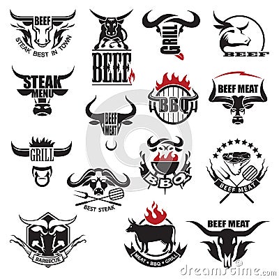 Beef meat icons Vector Illustration