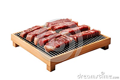 Beef and pork slice on grille for barbecue Japanese food style Stock Photo