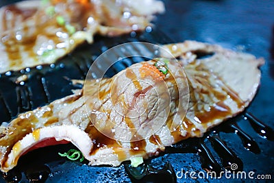 beef rolls ,rolls or japanese roll or beef maki or beef sushi Stock Photo