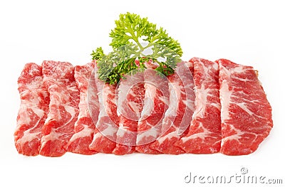 Beef sliced on white Stock Photo
