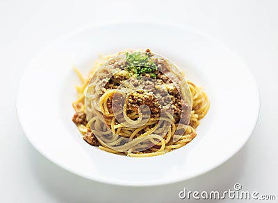 Beef spaghetti bolognese bolognaise famous italian pasta food Stock Photo
